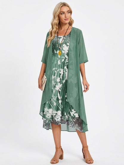 Amara Floral Summer Dress | Elegant, Casual, Timeless - Green - 3/4