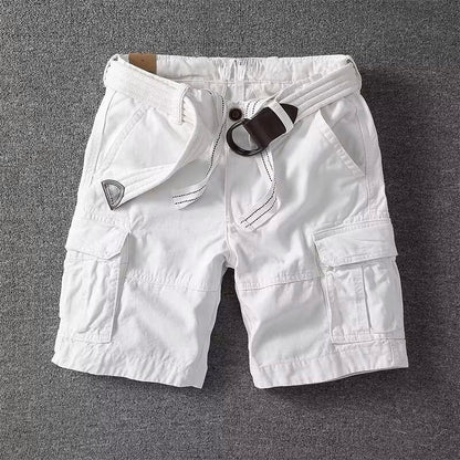 Momount Men Cargo Shorts – Cotton Belted Button Closure Knee Length