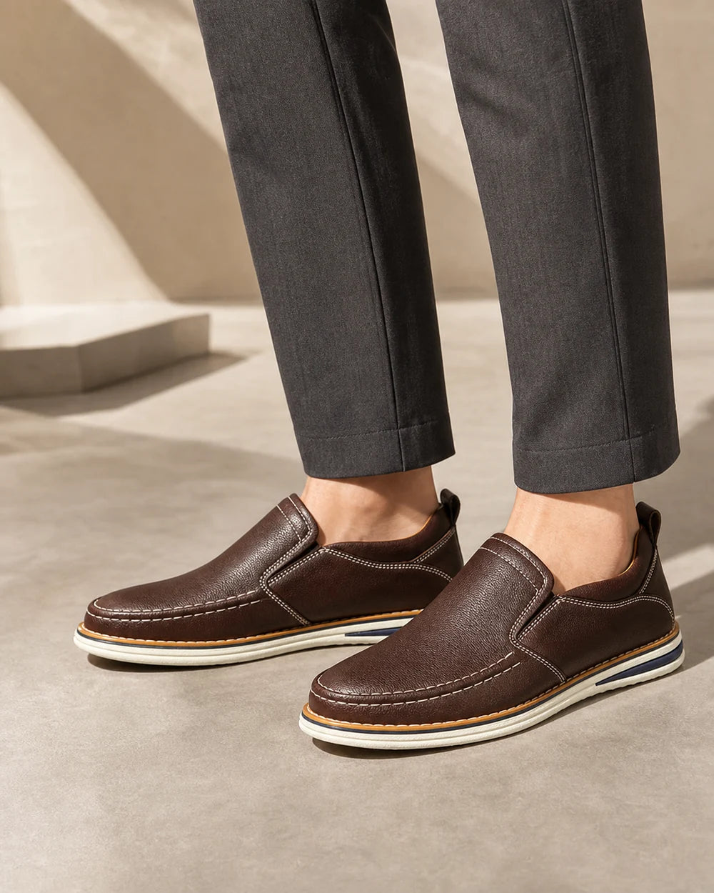 Men's Hand-Stitched Elastic Slip-On Loafers — image 9 — mens-elastic-panel-loafers-brown-09-variant.webp