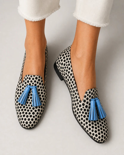 Women's Animal-Print Loafers with Blue Tassels — product image 4