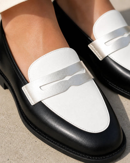 Women's Black and White Loafers with Silver Strap — product image 5