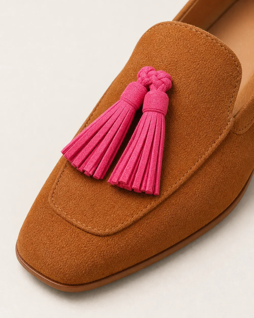 Women's Cognac Loafers with Pink Tassels — product image 5