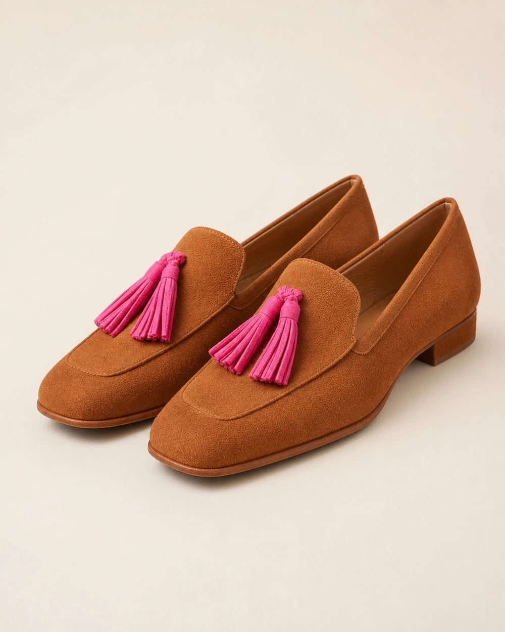 Women's Cognac Loafers with Pink Tassels — product image 8