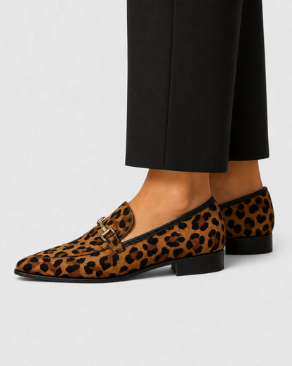 Women's Pointed Leopard Loafers with Metal Bit — product image 3