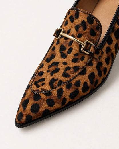 Women's Pointed Leopard Loafers with Metal Bit — product image 5
