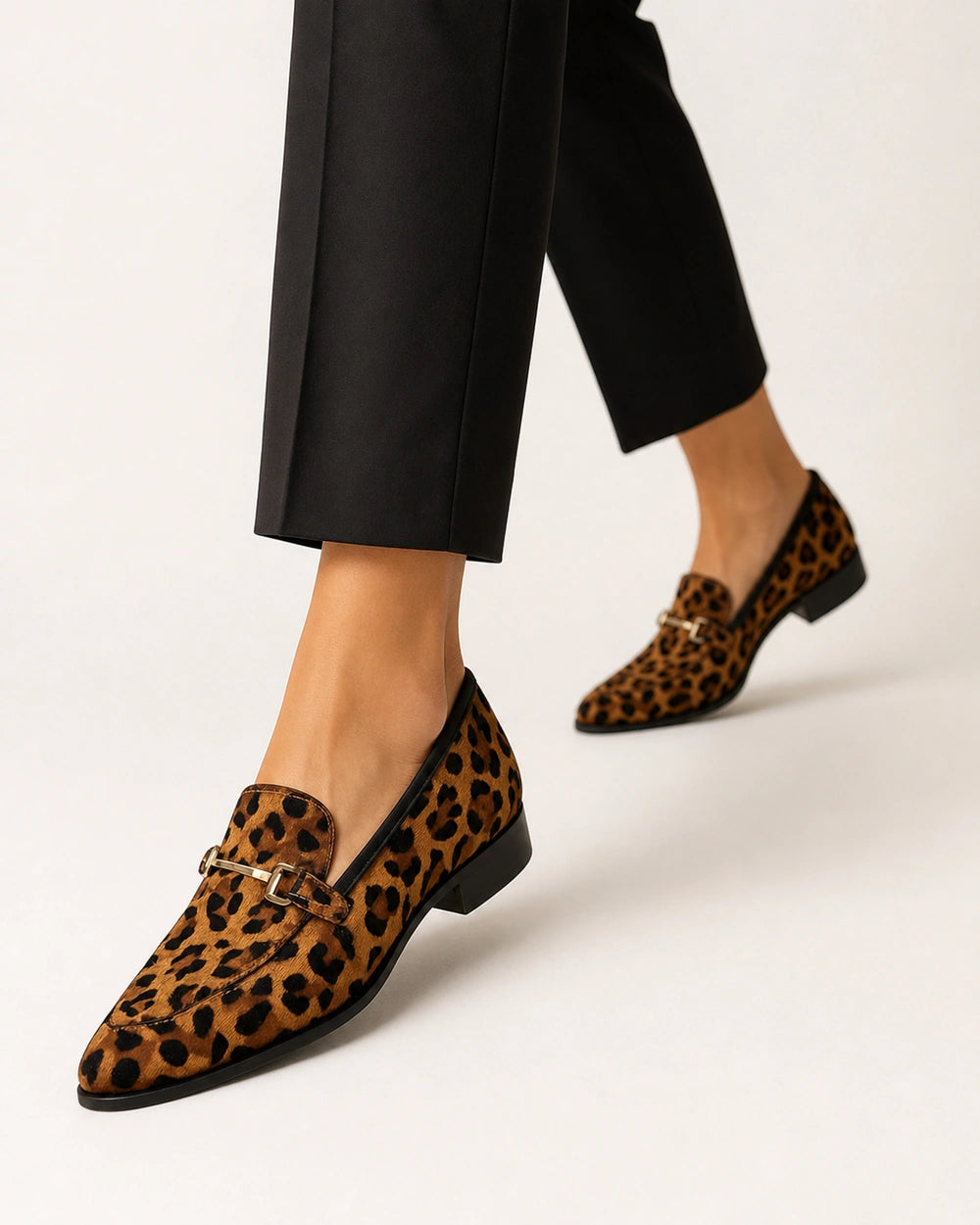 Women's Pointed Leopard Loafers with Metal Bit — product image 6