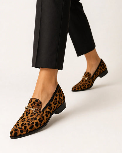 Women's Pointed Leopard Loafers with Metal Bit — product image 6