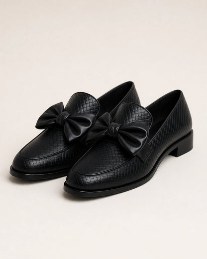 Women's Black Bow Loafers with Low Heel — product image 8