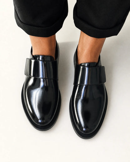 Women's Black Patent Loafers with Buckle Strap — product image 4