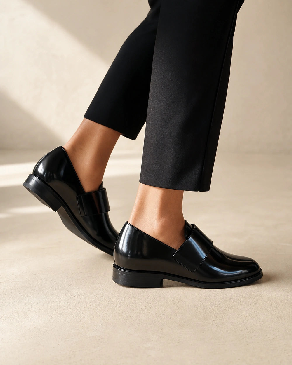 Women's Black Patent Loafers with Buckle Strap — product image 6
