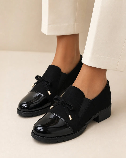 Women's Bow Loafers with Glossy Cap Toe — product image 1
