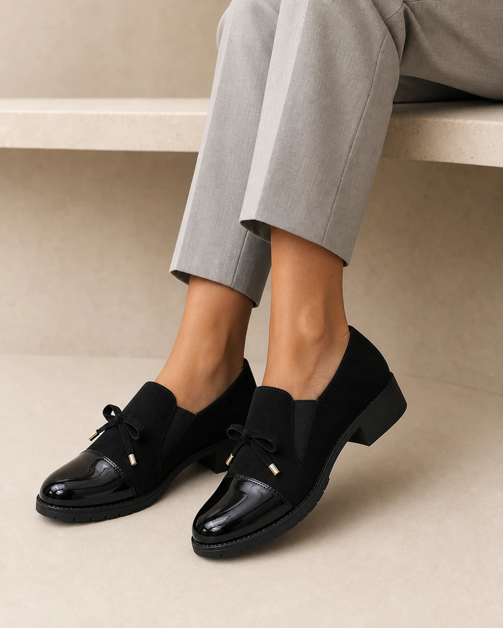 Women's Bow Loafers with Glossy Cap Toe — product image 7