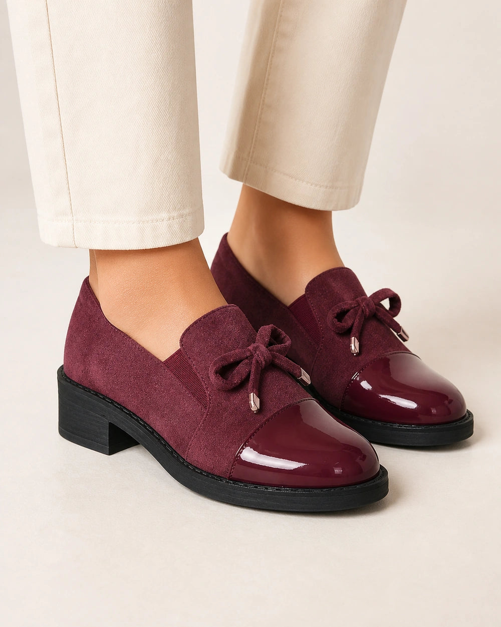Women's Bow Loafers with Glossy Cap Toe — product image 9
