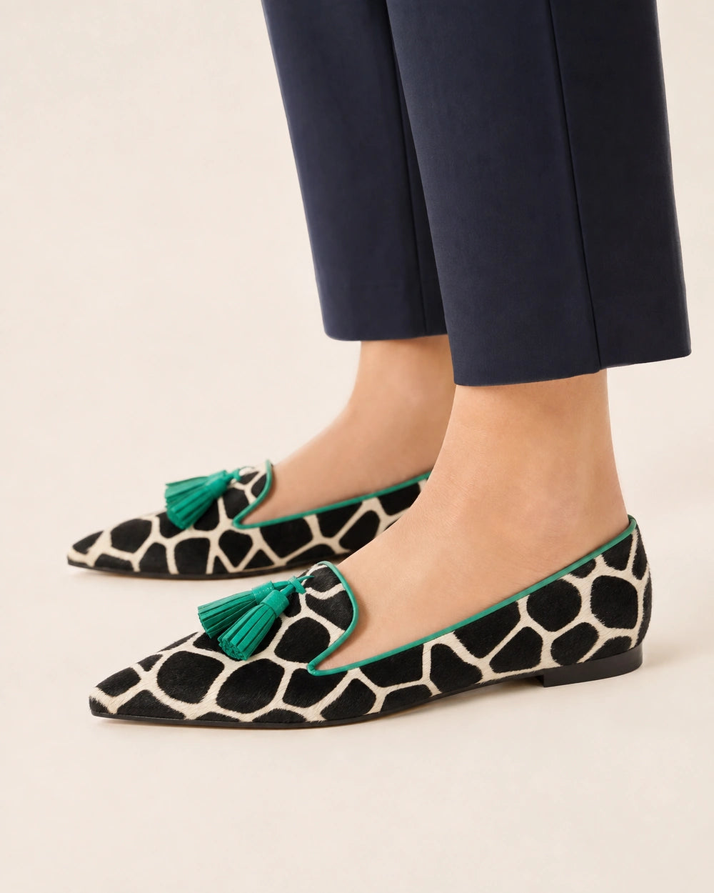 Women's Pointed Cow-Print Tassel Loafers — product image 3