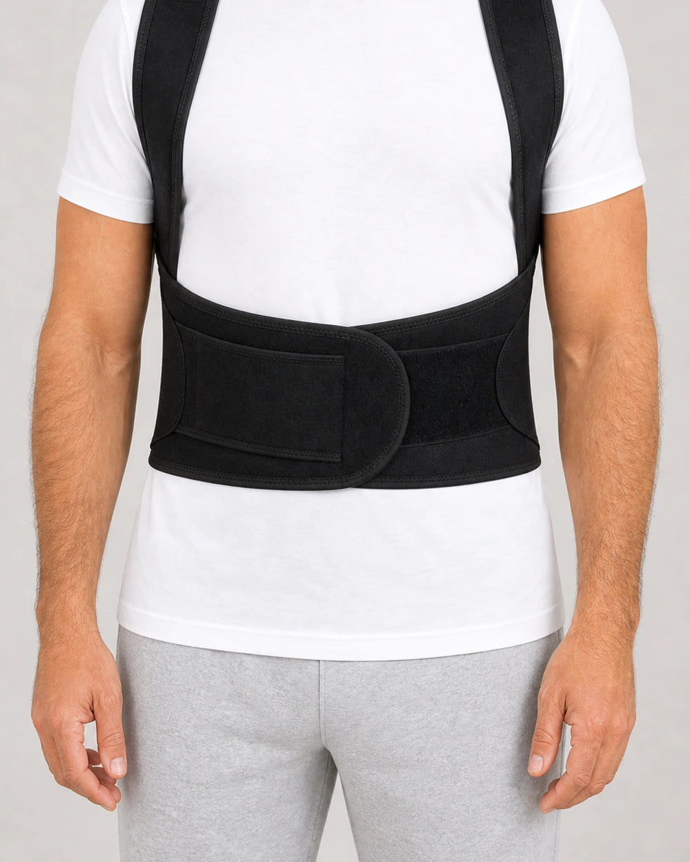 Posture Corrector with Adjustable Lumbar Support Belt and Cross-Back Straps – Front Closure