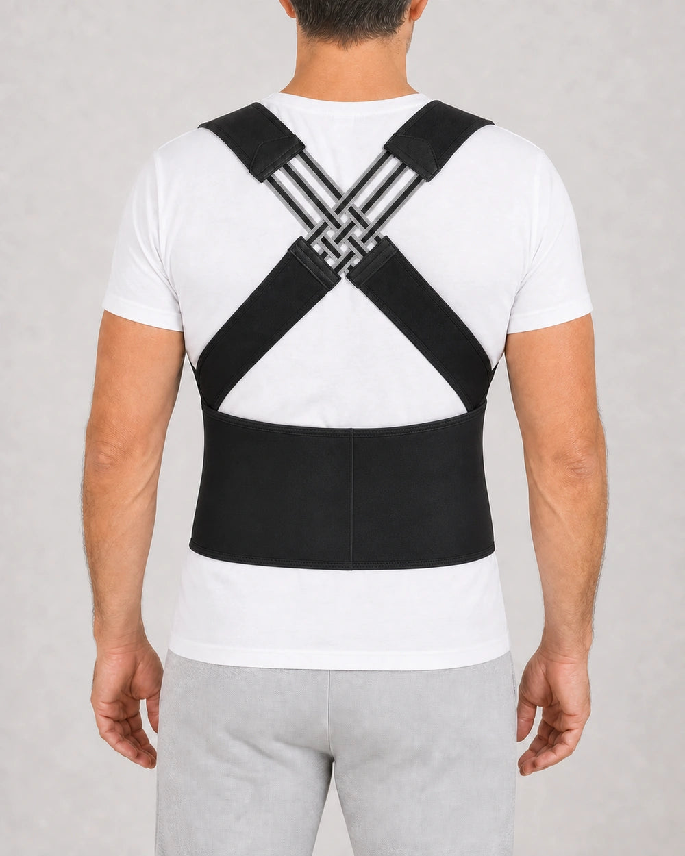 Posture Corrector with Adjustable Lumbar Support Belt and Cross-Back Straps – Front Closure