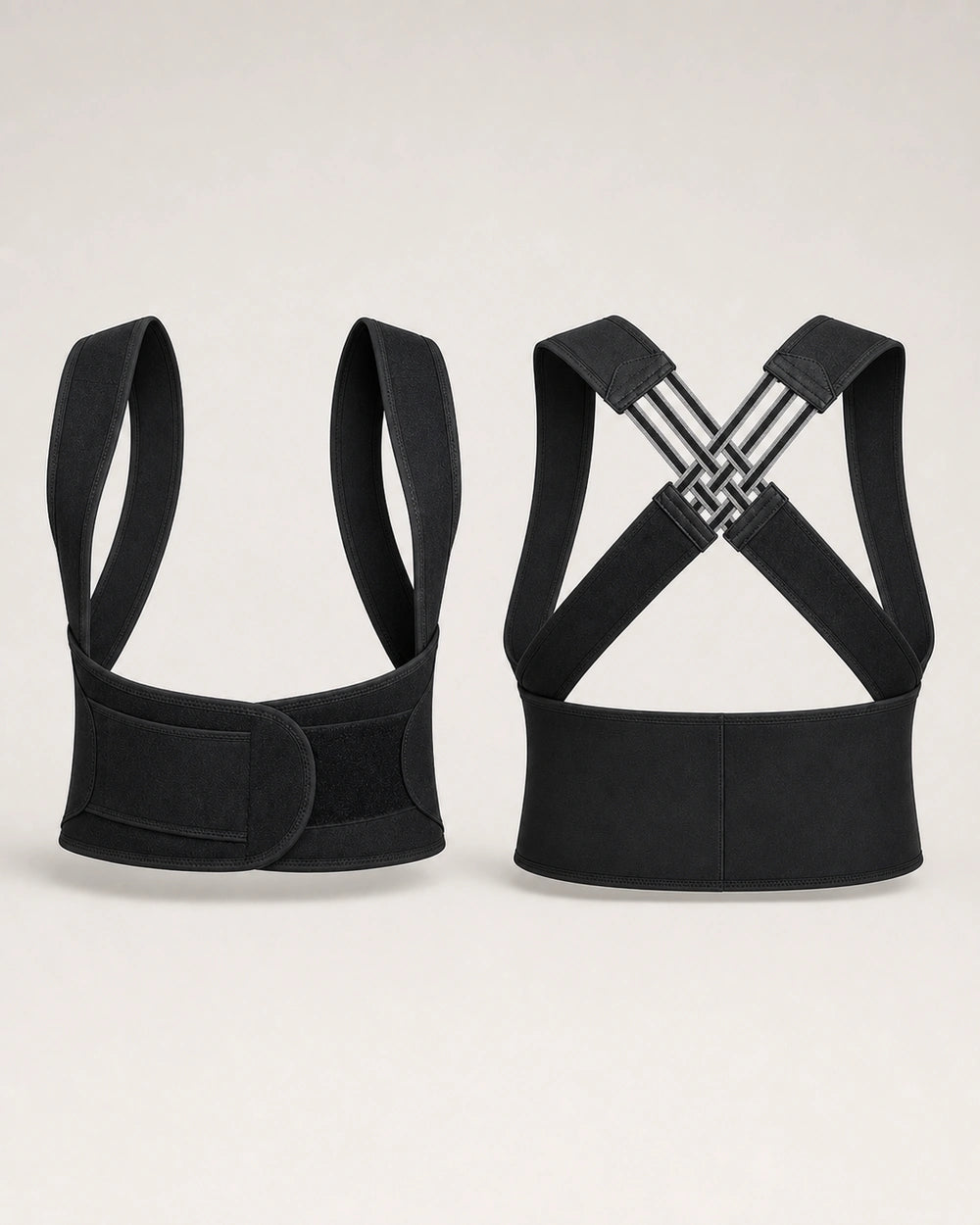 Posture Corrector with Adjustable Lumbar Support Belt and Cross-Back Straps – Front Closure