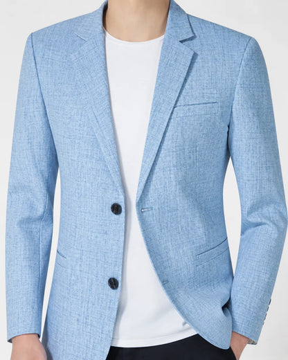 Light blue lightweight blazer for men, detail view.