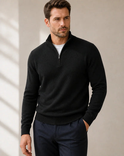 momount men quarter zip sweater black 14 hero
