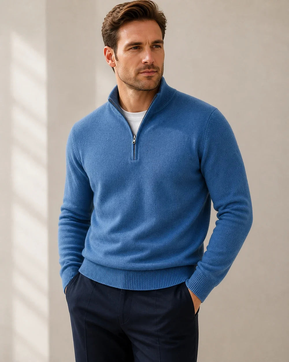 momount men quarter zip sweater blue 15 hero