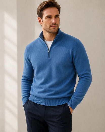 momount men quarter zip sweater blue 15 hero