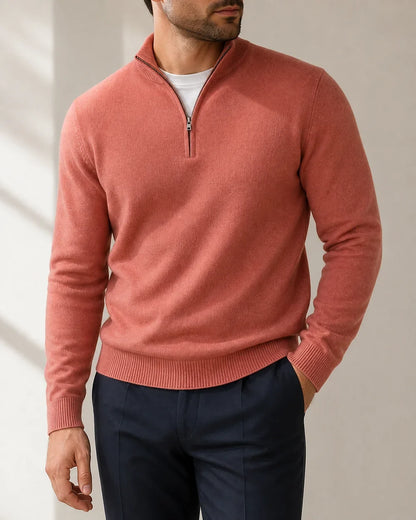 momount men quarter zip sweater pink 01 hero