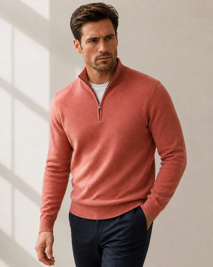 momount men quarter zip sweater pink 06 movement