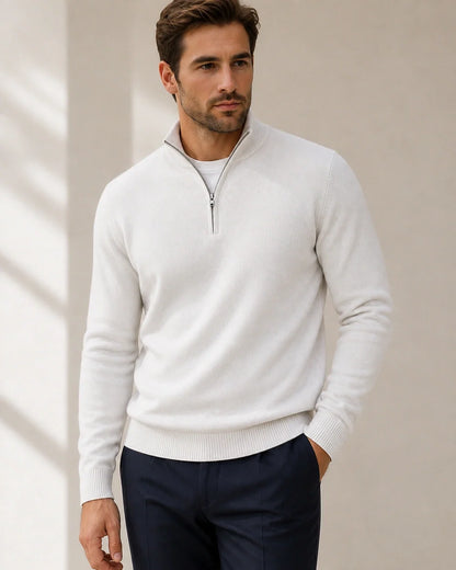 momount men quarter zip sweater white 09 hero