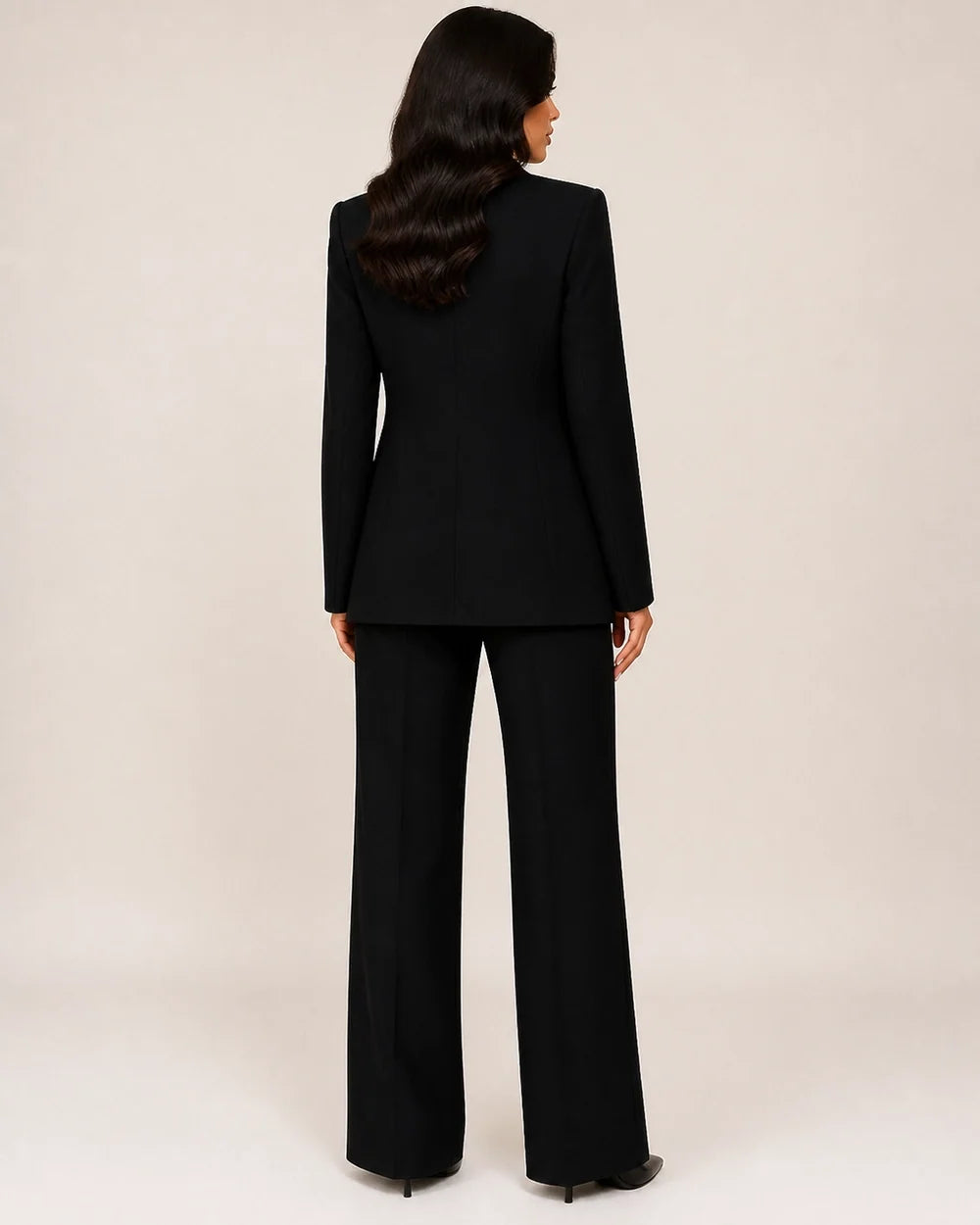 Women's tailored blazer and wide-leg trousers set – 04 black back