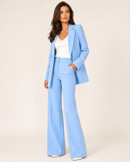 Women's tailored blazer and wide-leg trousers set – 10 light blue hero