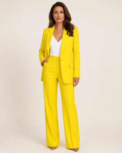 Women's tailored blazer and wide-leg trousers set – 16 yellow hero