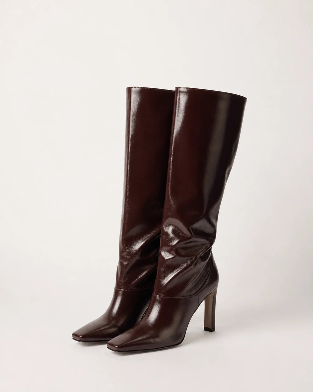 Momount women burgundy glossy knee-high boots – view 2