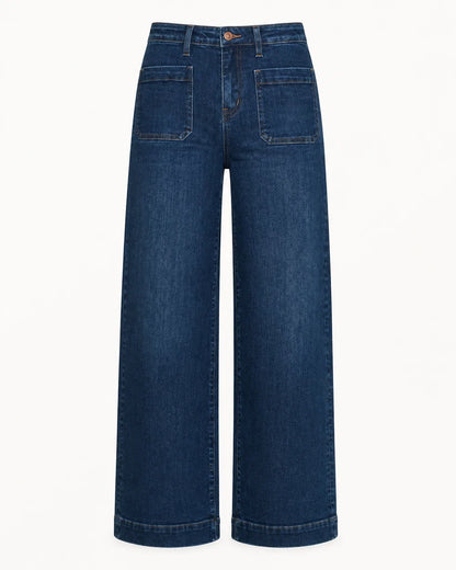 Deep blue column jeans product-only view