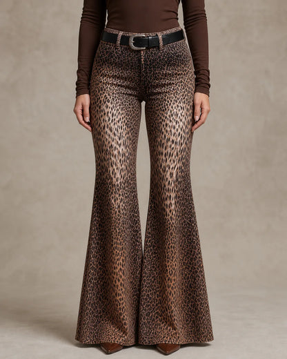 Women leopard gradient trousers front fit