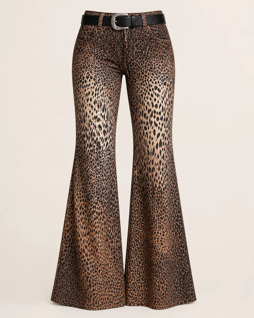 Leopard gradient belted trousers product-only view