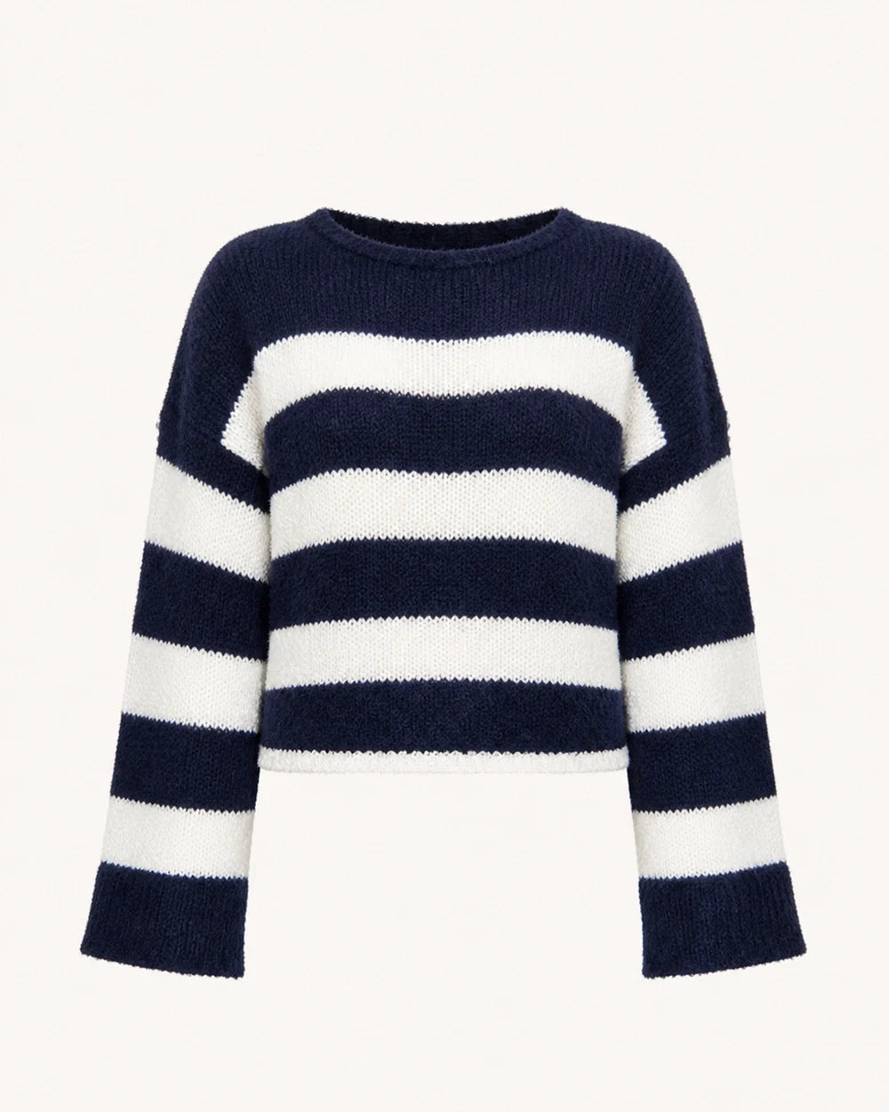 Navy striped cropped sweater product-only view