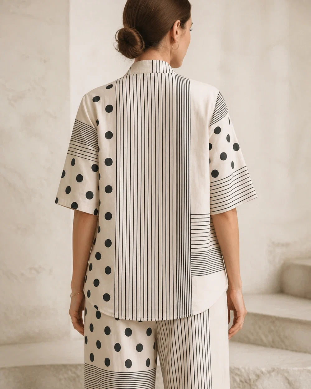 Black and white patchwork top back fit