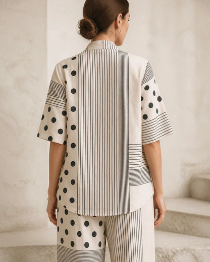 Black and white patchwork top back fit