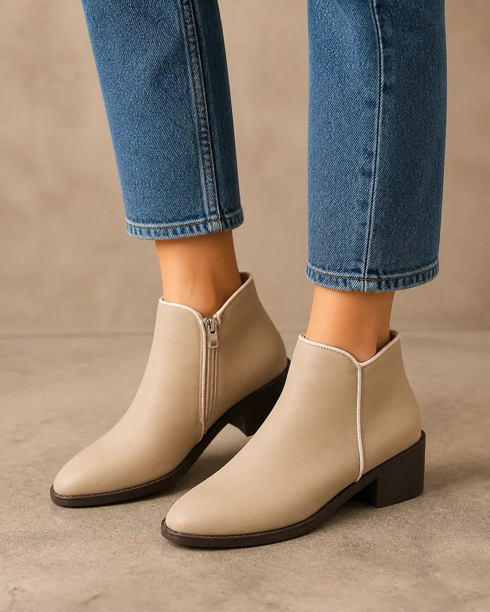 Momount women tapered toe side zip ankle boots