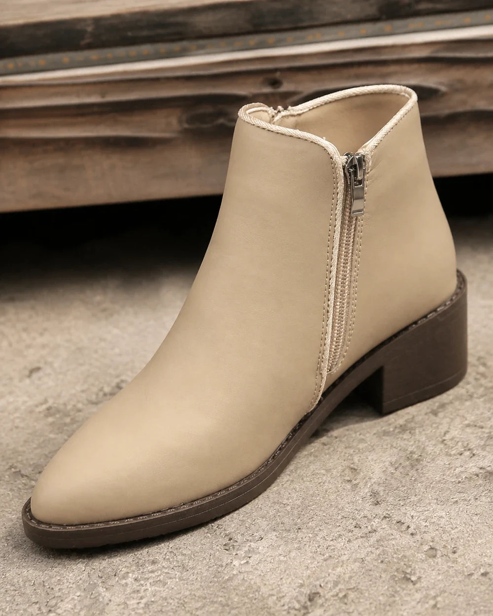 Momount women tapered toe side zip ankle boots