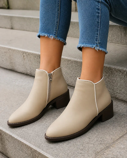 Momount women tapered toe side zip ankle boots
