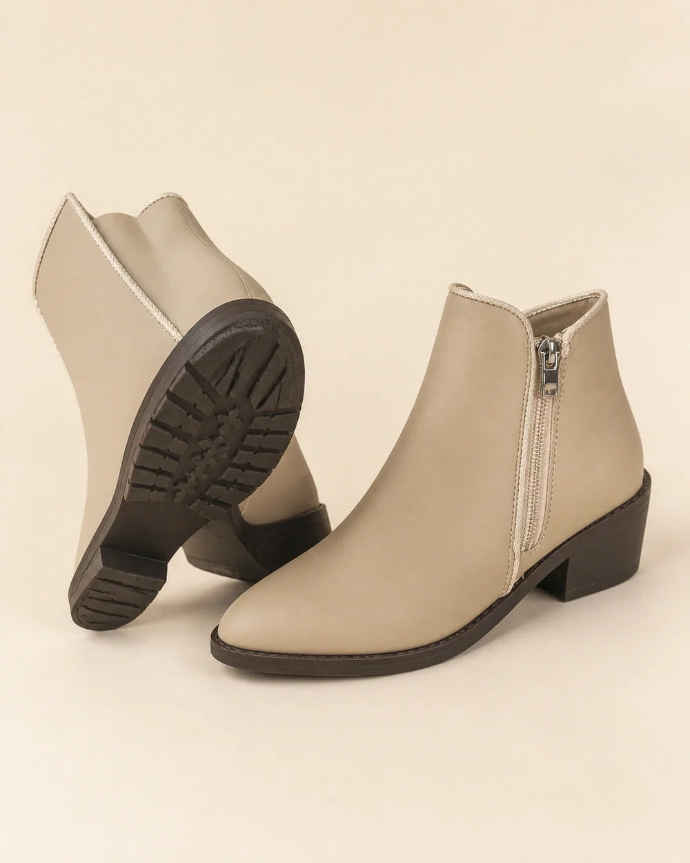 Momount women tapered toe side zip ankle boots