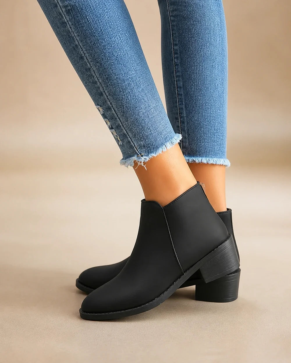 Momount women tapered toe side zip ankle boots