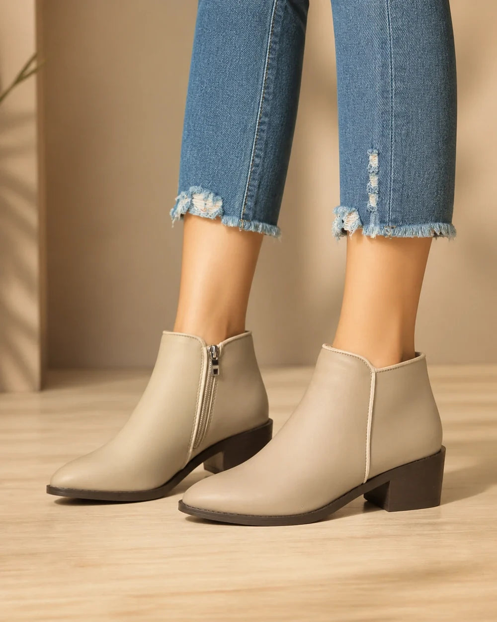 Momount women tapered toe side zip ankle boots