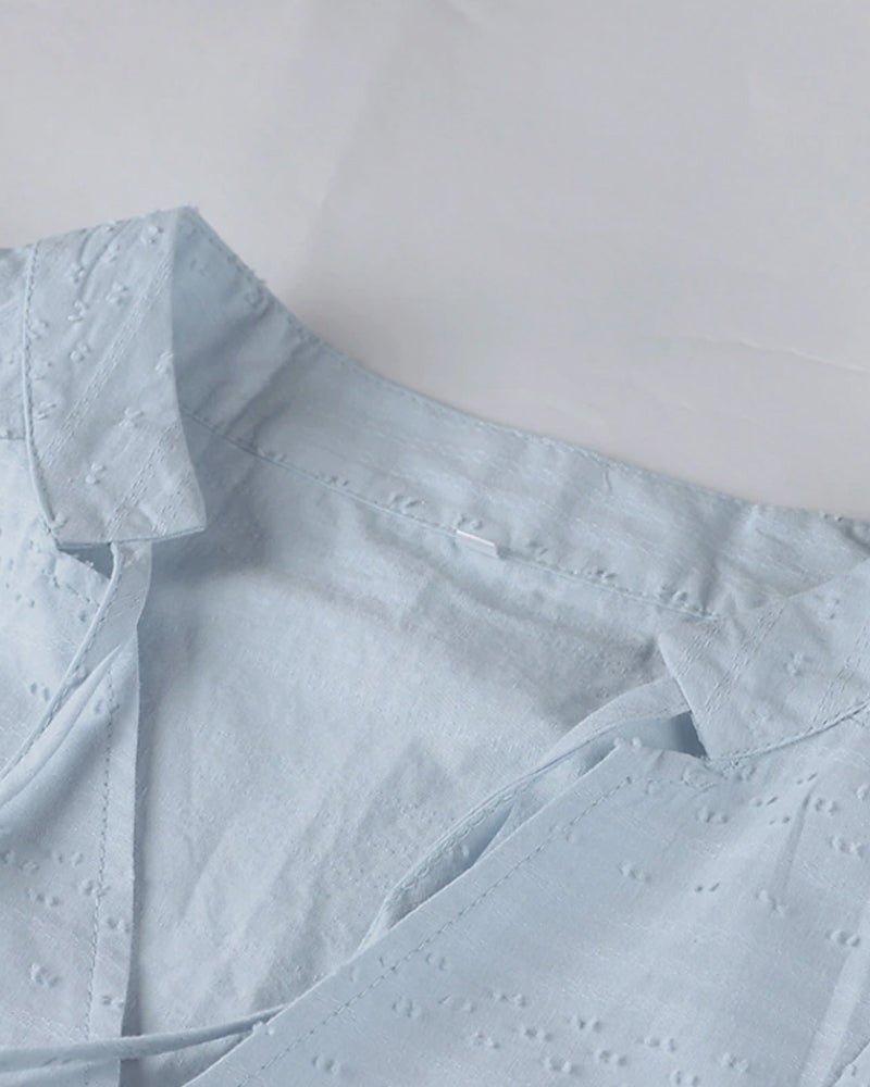 Persephone | Beach Cotton V Neck Hooded Tunic Dress