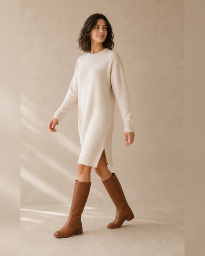 Leather Knee-High Riding Boots, brown silhouette. — piper-brown-02-complete-silhouette.webp