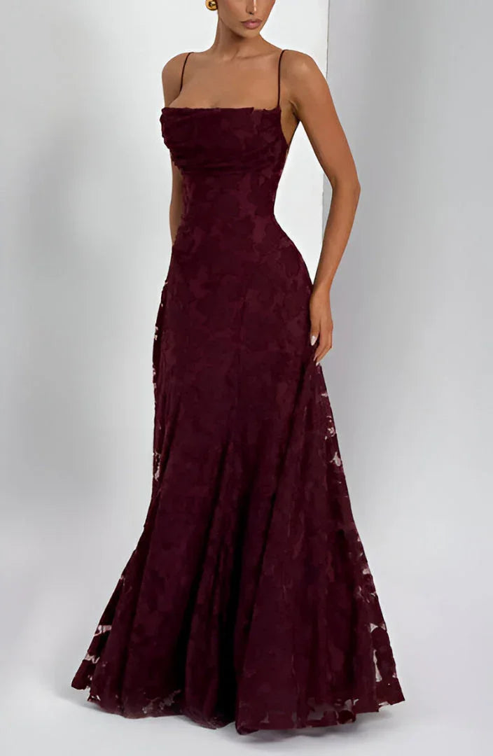 Auriana | Romantic Floral Square Neck Strappy Summer Maxi Dress