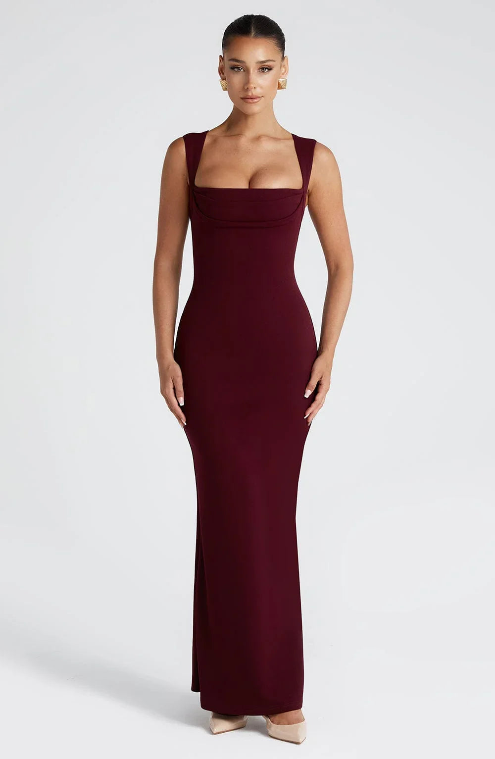 Allegra | Elegant Satin Halter Neck Backless Evening Maxi Dress