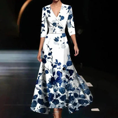 Florentia | Bold Floral Print V Neck Wrap Belted Summer Maxi Dress