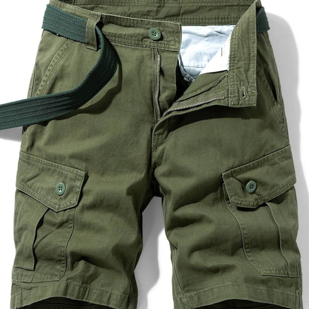 Momount Men Cargo Shorts – Cotton Button Closure Flap Pocket Work Casual
